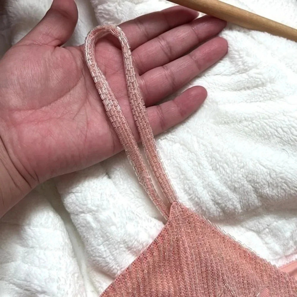 Pink‎ A-Line Ruffle Hemline Midi Beaded Dress - Picture 5 of 14